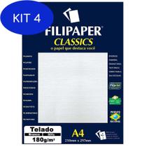Kit 4 Papel Telado A4 Filipaper Classics 180G 50 Folhas