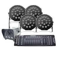 Kit 4 Par Led 18 + Máquina De Fumaça 600W + Mesa Dmx 512