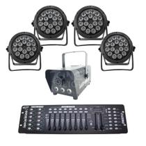 Kit 4 Par Led 18X12W + Máquina De Fumaça 600W + Mesa Dmx 512