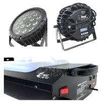 Kit 4 par led 18x15w rgbwa outdoor + maquina de fumaça 3000