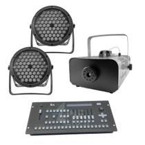 Kit 4 Par Led 3 Em 1 + Máquina De Fumaça 2000W + Mesa Pilot