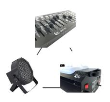Kit 4 par led 36w de 1w dmx 512 maquina de fumaça 3000w Kit 4 par led 36w de 1w dmx 512 maquina de fumaça 3000w