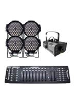 Kit 4 Par Led 60 Leds Rgb Full+Maq Fumaça 1200W+Mesa Dmx512