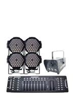 Kit 4 Par Led 60 Leds Rgb Full+Máqfumaça 600W+Mesa Dmx512