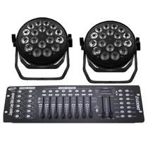 Kit 4 par led indoor slim 18x12w rgbw bx 341+mesa dmx 512