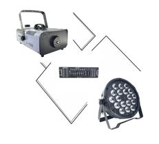 Kit 4 par led slim 18x12w mesa dmx 512 maquina de fumaça 1500w