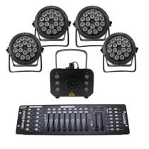 Kit 4 Par Led Slim + Máquina De Fumaça 1200W + Mesa Dmx 512