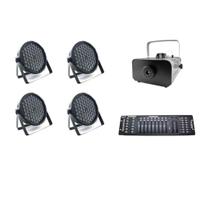 Kit 4 Par Leds + Máquina De Fumaça 2000W + Mesa Dmx 512 Kit 4 Par Leds + Máquina De Fumaça 2000W + Mesa Dmx 512