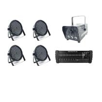 Kit 4 Par Leds + Máquina De Fumaça 600W + Mesa Dmx 384