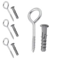 Kit 4 Parafuso Gancho Pitão Com Bucha 5mm Aço Para Parede Tela Rede de Proteção Vasos Quadros Varal