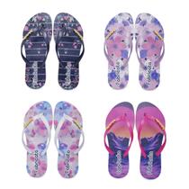 Kit 4 Pares Chinelo Rasteira Feminina Adulto Sandália Leve Rasteirinha Estampada Casual Floral K106