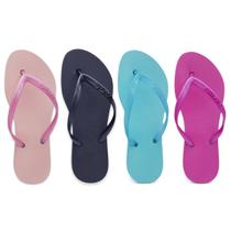 Kit 4 Pares Chinelo Sandália Feminino Slim Básica Liso F02