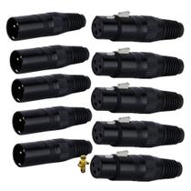 Kit 4 Pares Conector Canon Macho de Linha X Femea de Linha XLR HJH