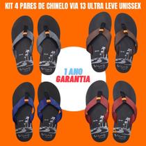 Kit 4 pares de Chinelo VIA 13 Ultra Leve Masculino Feminino Conforto para Articulações Resistente para o Dia a Dia