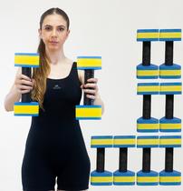Kit 4 Pares de Halteres Hidroginástica Em EVA 1 A 2 Kg DF4011-AZ Azul/Amarelo Dafoca Sports
