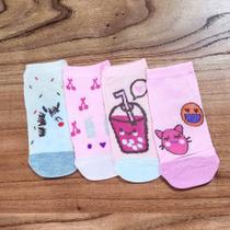 Kit 4 Pares de Meia Infantil Feminino Cano Médio Kit 4 Pares de Meia Infantil Feminino Cano Médio