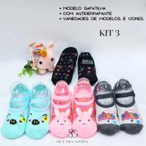 Kit 4 pares de meia infantil modelo sapatilha com antiderrapante para crianças de 8 á 10 anos menina ótima qualidade Kit 4 pares de meia infantil modelo sapatilha com antiderrapante para crianças de 8 á 10 anos menina ótima qualidade