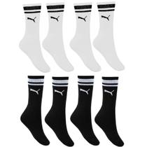 Kit 4 Pares de Meia Puma Esportiva Cano Longo Feminina - Preto e Branco