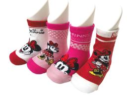 Kit 4 Pares de Meias Minnie Rosa Disney 0 a 4 anos Infantil Antiderrapante Jolitex