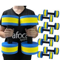 Kit 4 Pares Halteres de Hidroginástica Redondo em EVA DF4017-AZ 3-4Kg Azul/Amarelo Dafoca Sports