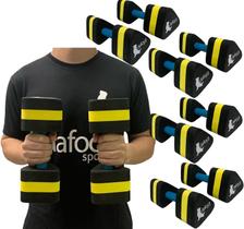 Kit 4 Pares Halteres Hidroginástica em EVA 2 à 3kg DF1105-M Preto/Amarelo Dafoca Sports