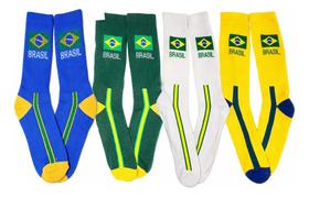 Kit 4 Pares Meias Brasil Copa Torcedor Adultos Seleção G