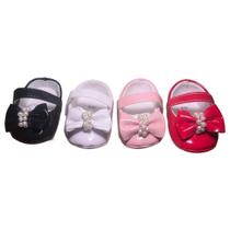 Kit 4 Pares Sapatilhas Femininas Perolas Para Bebê Menina e Reborn