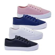 Kit 4 Pares Tênis Feminino Casual Básico Sapatenis Leve K129