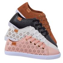 Kit 4 Pares Tênis Feminino Casual Leve Confortável Básico Dia a Dia Sapatilha Solado Baixo