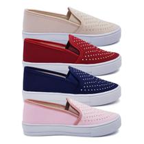 Kit 4 Pares Tênis Feminino Slip On Plataforma Sapatilha K107