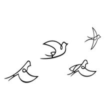 Kit 4 Pássaros Escultura Parede Decoração MDF