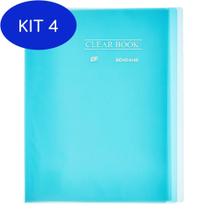 Kit 4 Pasta Catálogo A4 Yes 40 Envelopes Bd40Ans Clear Azul
