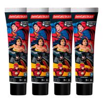 Kit 4 Pasta de Dente Infantil Gel com Flúor 50g Heróis DC Liga da Justiça Creme Dental Dentalclean Kit 4 Pasta de Dente Infantil Gel com Flúor 50g Heróis DC Liga da Justiça Creme Dental Dentalclean