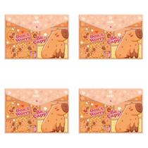 Kit 4 Pasta Envelope A4 com botão Be Capy Laranja Capivara Kit 4 Pasta Envelope A4 com botão Be Capy Laranja Capivara