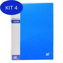 Kit 4 Pasta Grampo Mola A4 Yes 811Ps Azul