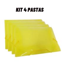 Kit 4 Pastas De Plastico C/ Aba Elástico Tamanho Ofício Doc Cor:Amarelo Kit 4 Pastas De Plastico C/ Aba Elástico Tamanho Ofício Doc Cor:Amarelo