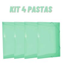 Kit 4 Pastas De Plastico C/ Aba Elástico Tamanho Ofício Doc Cor:Verde Kit 4 Pastas De Plastico C/ Aba Elástico Tamanho Ofício Doc Cor:Verde
