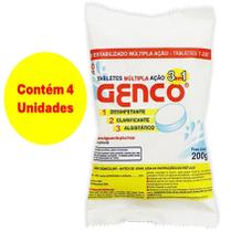 Kit 4 Pastilha de Cloro Genco 200gr 3 em 1 Múltipla ação Kit 4 Pastilha de Cloro Genco 200gr 3 em 1 Múltipla ação