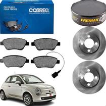 Kit 4 Pastilhas 2 Discos Freio Fiat 500 2011 2012 2013 2014 2015 Dianteiro Trw