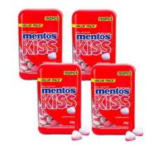 Kit 4 pastilhas Mentos sem açúcar pote com 150 unidades cada Kiss Morango Kit 4 pastilhas Mentos sem açúcar pote com 150 unidades cada Kiss Morango