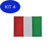 Kit 4 Patch Bordado Bandeira Itália Com Fecho De Contato