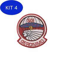 Kit 4 Patch Bordado Geronimo Com Fecho De Contato - Mundo Do Militar