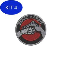 Kit 4 Patch Bordado Kenpo Karate Com Fecho De Contato