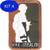 Kit 4 Patch Bordado Soul Stealer Com Fecho De Contato - Mundo Do Militar