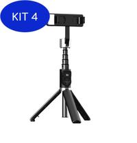 Kit 4 Pau De Selfie Com Tripé Para Celular Com Controle - Gama