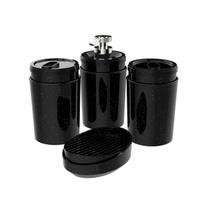 Kit 4 pç Basalto Porta Escova Algodão Sabonete Líquido Barra Stone Crippa Conjunto para Banheiro