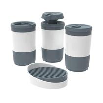 Kit 4 pç Grafite Porta Escova Algodão Sabonete Líquido Barra Conjunto para Banheiro Code Crippa Kit 4 pç Grafite Porta Escova Algodão Sabonete Líquido Barra Conjunto para Banheiro Code Crippa