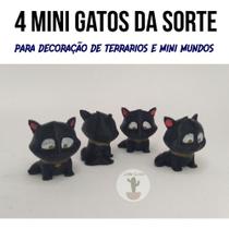 Kit 4 Pç Miniatura Gato Da Sorte Terrário Mini Mundo Jardim