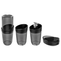 Kit 4 Pçs Banheiro Dispenser Porta Sabonete Escova Algodão Smart S - Crippa