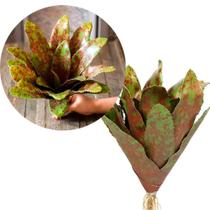 Kit 4 Pçs Bromélia Plantas Artificiais Verde 20 Folhas 34cm